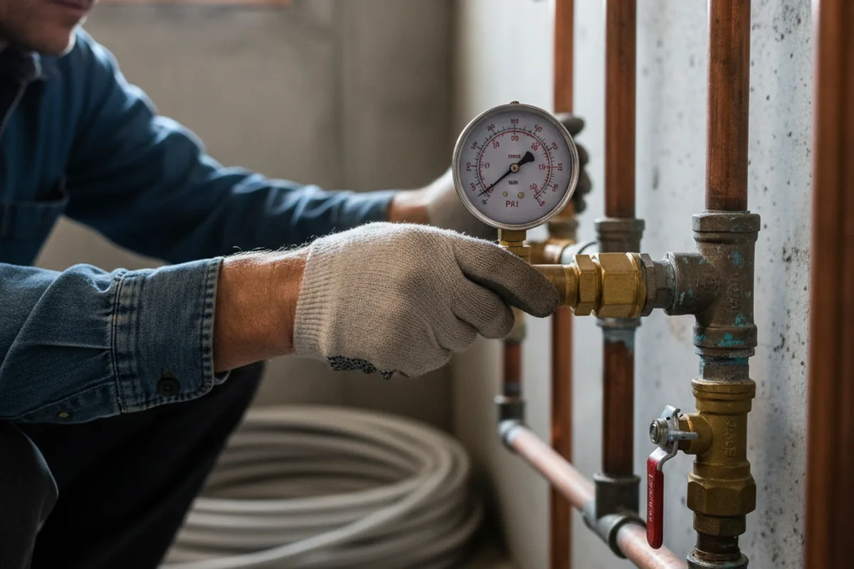 Pressure testing a repaired line during Water Line Repair in Ashley