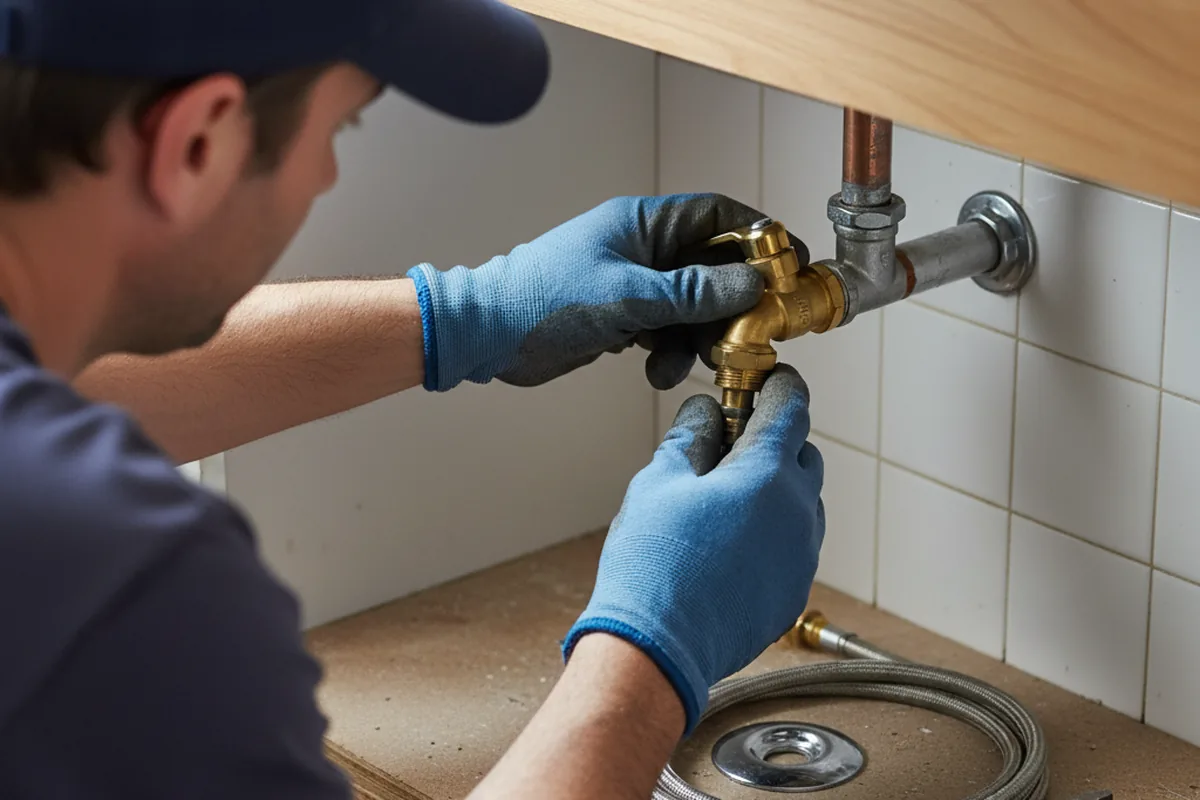 Shutoff valve and fitting work during Burst Pipe Repair in Ashley